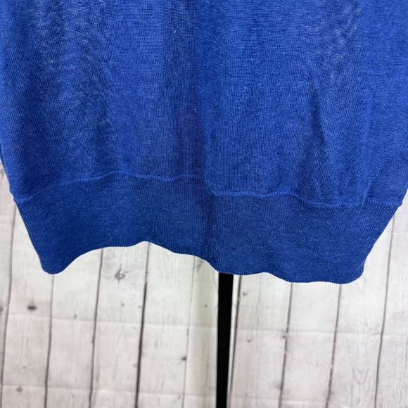 J. Crew Blue Linen and Silk Blend V-Neck Sweater Size Small - Picture 4 of 6